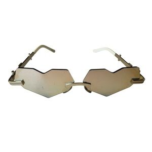 Heart Shaped Mirrored High End Esqape Women’s White & Gold Sunglasses
